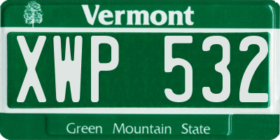 VT license plate XWP532