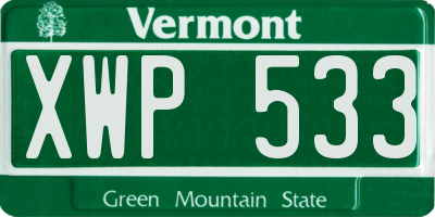 VT license plate XWP533