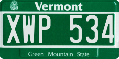 VT license plate XWP534
