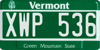 VT license plate XWP536