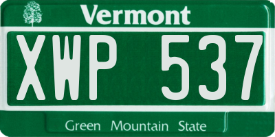 VT license plate XWP537