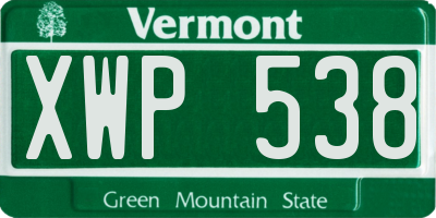 VT license plate XWP538
