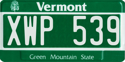 VT license plate XWP539