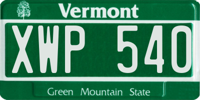 VT license plate XWP540