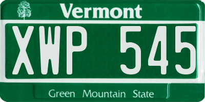 VT license plate XWP545