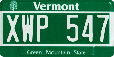 VT license plate XWP547