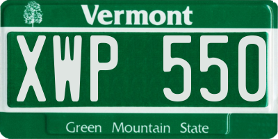 VT license plate XWP550