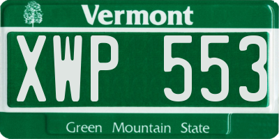 VT license plate XWP553