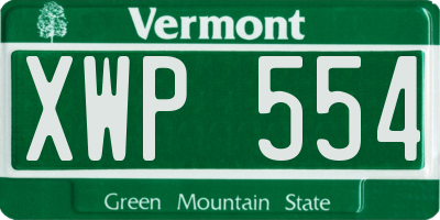 VT license plate XWP554