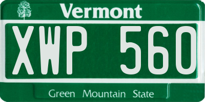 VT license plate XWP560