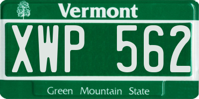 VT license plate XWP562