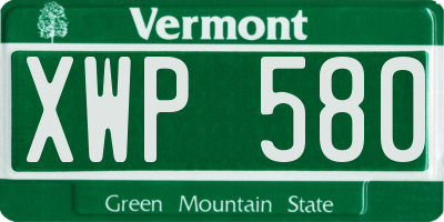 VT license plate XWP580