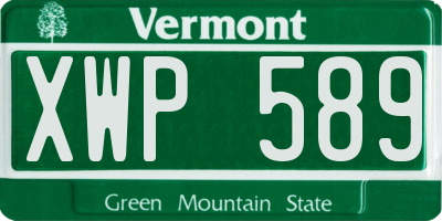 VT license plate XWP589