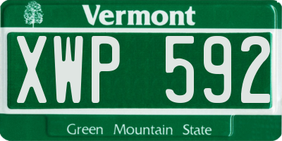 VT license plate XWP592