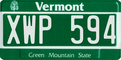 VT license plate XWP594
