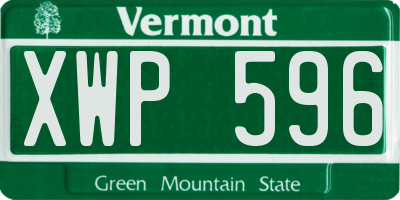 VT license plate XWP596