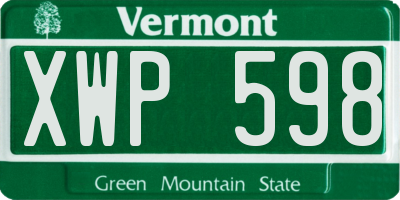 VT license plate XWP598