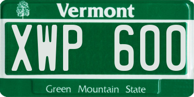 VT license plate XWP600