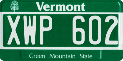 VT license plate XWP602
