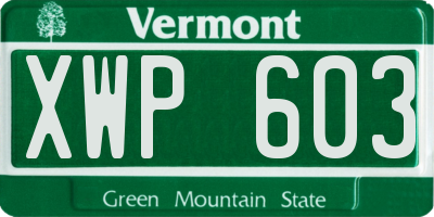 VT license plate XWP603