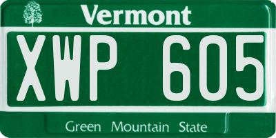 VT license plate XWP605