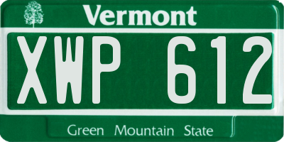 VT license plate XWP612