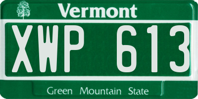 VT license plate XWP613