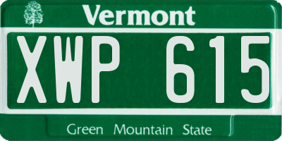 VT license plate XWP615