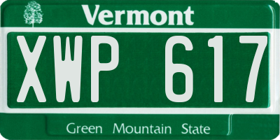VT license plate XWP617