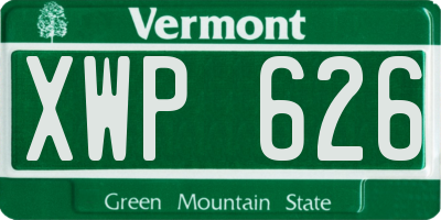 VT license plate XWP626