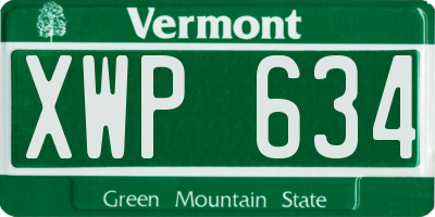 VT license plate XWP634