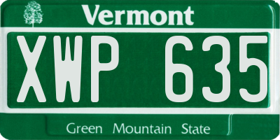 VT license plate XWP635