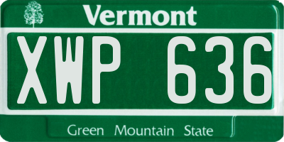 VT license plate XWP636