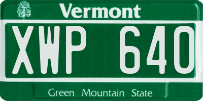 VT license plate XWP640