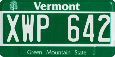 VT license plate XWP642