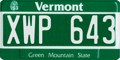 VT license plate XWP643