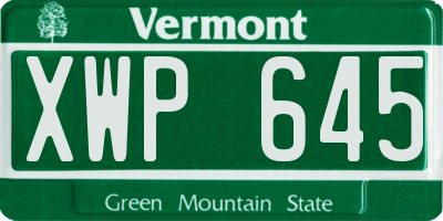 VT license plate XWP645