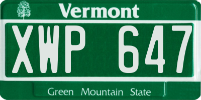 VT license plate XWP647