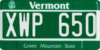 VT license plate XWP650