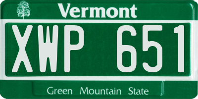 VT license plate XWP651