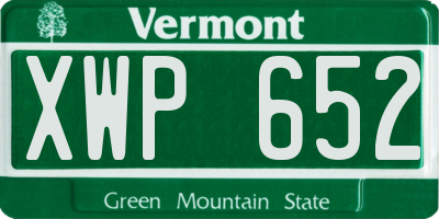 VT license plate XWP652
