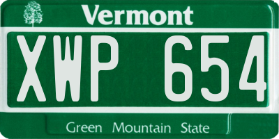 VT license plate XWP654