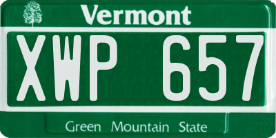 VT license plate XWP657
