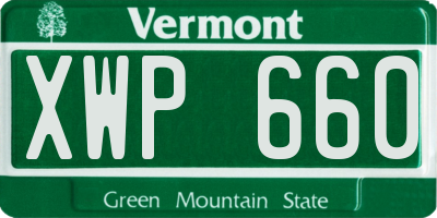 VT license plate XWP660