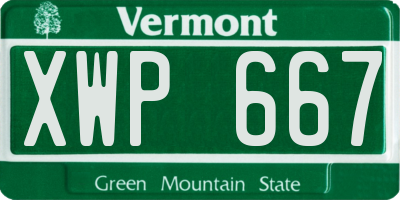 VT license plate XWP667