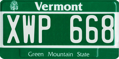 VT license plate XWP668