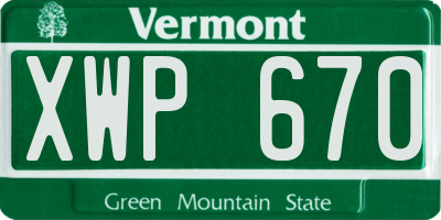 VT license plate XWP670