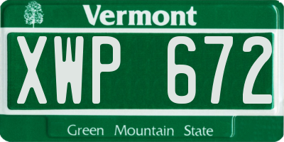 VT license plate XWP672