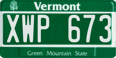 VT license plate XWP673