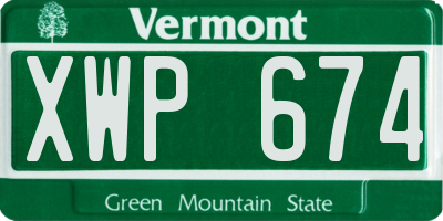 VT license plate XWP674